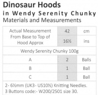 Knitting Pattern - Wendy 5830 - Serendipity Chunky - Dinosaur Hoods